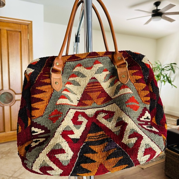 Matt Camron Boho Turkish Kilm Carpet Bag Purse with Southwest Design - Picture 3 of 9
